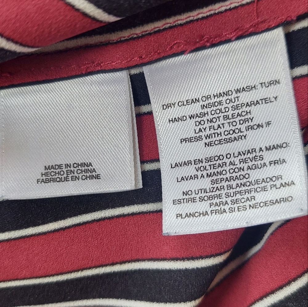 Anne Klein Sleeveless Career Top Size Medium Black Red Stripes - Picture 8 of 9